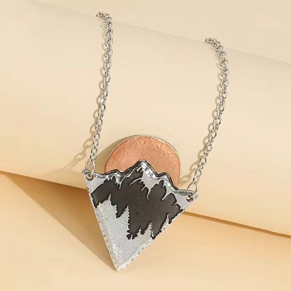 Pendant Necklace with Mountains and Setting Sun #645 - Picture 4 of 8